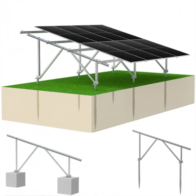 Solar markmonteringssystem med fast lutning med betongbas